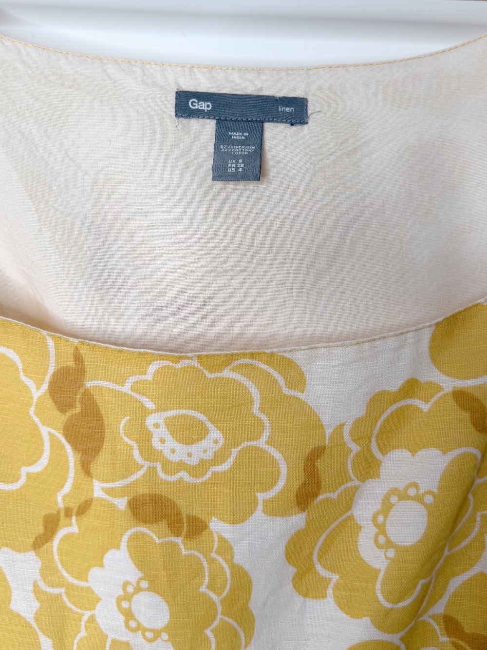 Gap Floral Linen Summer Sleeveless Dress in Yellow Size 4 - Picture 4 of 9